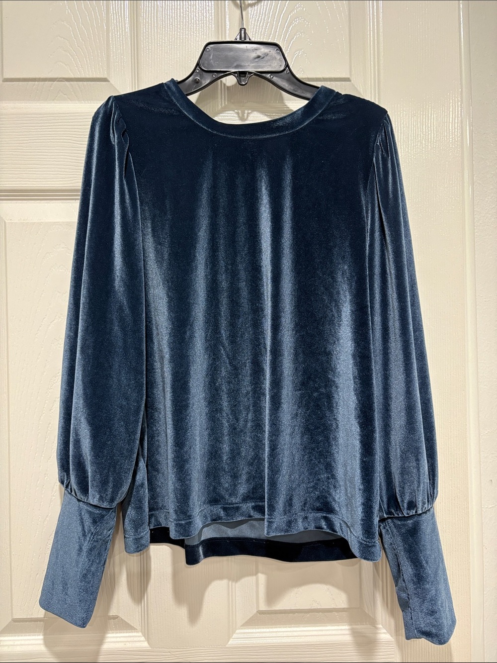 LOFT Velvet Long Sleeve Top - Deep Blue